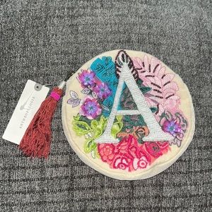 NWT Anthropologie Anna Marlowe Russo Monogrammed “A” Embroidered & Beaded Bag